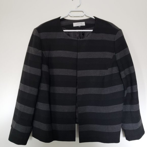 Tahari Grey and Black Stripped Suite Jacket - Picture 1 of 3